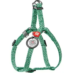Шлея для котів та міні-собак Waudog Re-cotton, з відновленої бавовни, з QR паспортом, XS, 28-40х1 см, зелена (167018)