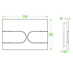 Панель змиву Koer KT-0604-03 240x160x10mm пластикова, кнопка закруглена KR5322, Білий - мініатюра 3