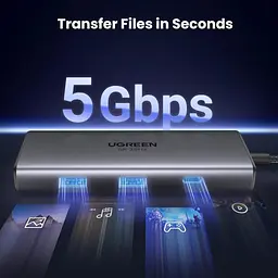 Концентратор Ugreen USB3.1 Type-C to HDMIx2 4K60Hz (8k30Hz)/USB3.0x2/Type-C/PD 100W CM498 (15852) - мініатюра 7