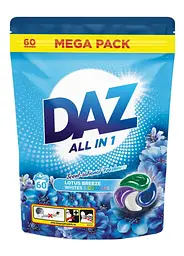 Капсули для прання білих та кольорових речей DAZ All in 1 Pods Lotus Breeze Whites & Colours 60 шт
