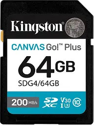 Kingston Карта пам'яті Kingston SD 64GB C10 UHS-I U3 V30 R200MB/s