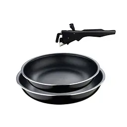 Набір сковорідок зі знімною ручкою Bergner Click & cook 22/26 см чорний (BG-31605-BK)