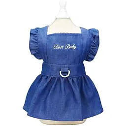 Сукня Ginger для тварин S Best Baby джинс бавовна на липучці синя Д-20 см ОГ-32 см ОШ-23 см