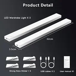 LED світильники OUILA 32 см з датчиком руху, 3000K, комплект 2 шт - мініатюра 2