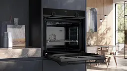 Духова шафа Siemens електрична, 76л, A, дисплей, конвекція, телескопічні направляючі, чорний - мініатюра 7
