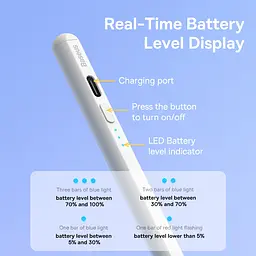 Стилус Baseus Stylus Smooth Writing Stylus with LED Indicators Active SXBC060402 белый - мініатюра 7