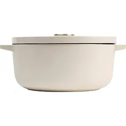 Каструля KitchenAid Cast Iron чавунна з кришкою 26 см 5.2 л мигдальний крем (CC006059-001) - мініатюра 3