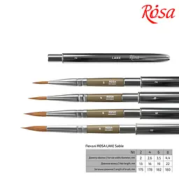 Пензель мікс соболь-синтетика круглий TRAVEL BRUSH LAKE 178 №2 коротка ручка Rosa - мініатюра 2