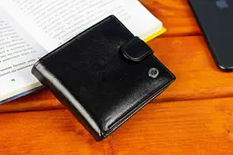 Класичне чоловіче портмоне з натуральної шкіри ST Leather В102 чорне 9,5 см - мініатюра 4
