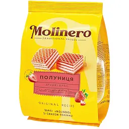 Вафлі Molinero зі смаком полуниці 200 г