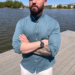 Сорочка чоловіча з мусліну 32767 3XL принт акула - мініатюра 4