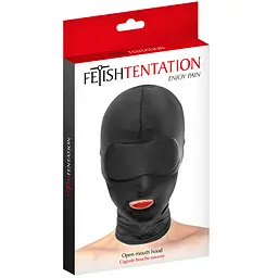 BDSM-маска Fetish Tentation Open Mouth Hood чорний - мініатюра 2