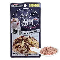 Вологий корм CattyMan Tuna Chicken Bonito тунець курка та макрель у желе для котів 55г