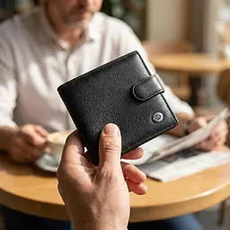 Чоловічий трендовий гаманець із натуральної шкіри ST Leather 22553 чорний - мініатюра 2