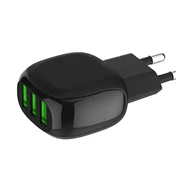 Адаптер мережевий LDNIO Micro USB Cable A3309 3 USB-виходи 3.4 A зарядний чорний - мініатюра 2