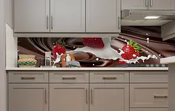Кухонний фартух Happy Pocket Полуниця і Шоколад вінілова наклейка для кухні Їжа Коричневий 60х200 см Z181326 - мініатюра 5
