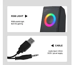 Компьютерные колонки Kisonli X12 RGB, 6Вт, для ПК и ноутбука - мініатюра 7