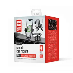 Універсальний автотримач ColorWay AutoSense Car Wireless Charger 2 (Dashboard+Air Vent) 15W (CW-CHAW040Q-BK) - мініатюра 8
