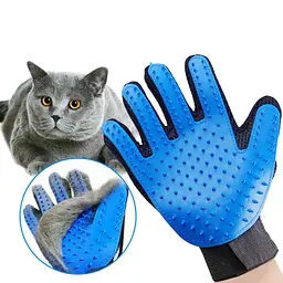 Рукавичка для вичісування шерсті домашніх тварин UFT Hair Removal Gloves синя - мініатюра 3