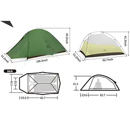 Намет Naturehike Cloud Up Pro CNK2350WS020 надлегкий двомісний темно-зелений - мініатюра 3