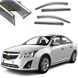 Дефлектори вікон вітровики Benke для Chevrolet Cruze 2009-2014 Хром Молдинг Із Нержавіючої Сталі 3D