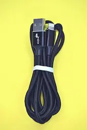 Usb-cable iPhone 5 4you Rido Fast Charge (2.1A, круглий, тканина, чорний, 1.5М)