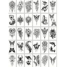 Набір дитячих тимчасових татуювань Чорні міні №4 black-tattoo-mini-set-4-H