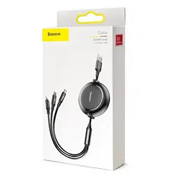 Кабель Baseus Golden Loop Three-in-One Elastic Data Cable USB for M + L + T 3.5A 1.2m Black - мініатюра 2