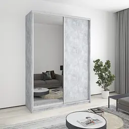 Шафа-купе дводверна MebelStar Комбо AL ДСП/Дзеркало 170x45x240 см Бетон (MBS-4114)