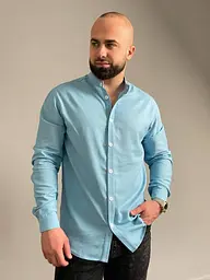 Сорочка чоловіча з льону 31324 3XL блакитна
