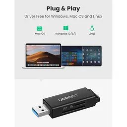 Кардридер Ugreen Card Reader TF/SD USB 3.0 Black (40752) - миниатюра 7