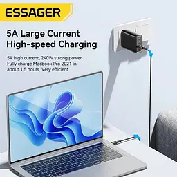 Кабель Essager Sunset Type C to Type C 240W Data cable 2 м Dark Grey (EXCTT3-CGA0G-P) - мініатюра 7
