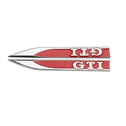 Емблема крила GTI для Volkswagen 2шт 148х18 мм червоні (метал) на скотчі