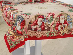 Скатертина Lefard Home Textile Jouets гобеленова новорічна з люрексом 180х140 см червона (716-032) - мініатюра 2