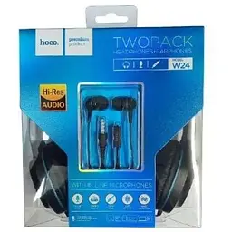 Навушники накладні та вставні Hoco Enlighten W24 black-blue 2 пари - мініатюра 4