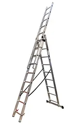 Драбина алюмінієва трисекційна GTM KME309 3x9 сходинок 2.45-5.69м (KME309) (39946)