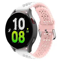 Ремінець для Realme Watch - біло-рожевий ширина кріплення 20мм силікон Watchbands Flower (W38-4WB74170004) - мініатюра 2
