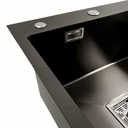 Кухонна мийка 78x50С L PVD чорна Platinum Handmade (поглиблена полиця, 3.0/1.0 мм), Чорний - мініатюра 4