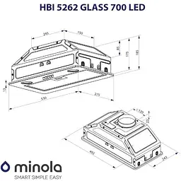 Витяжка вбудована Minola HBI 5262 IV Glass 700 LED - мініатюра 9