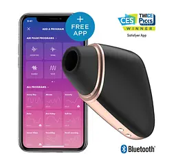 Вакуумний кліторальний вібратор Satisfyer Love Triangle Black (App) - мініатюра 2