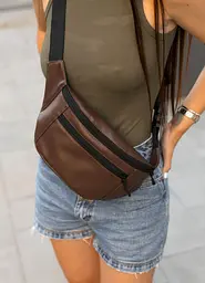 Жіноча сумка на пояс бананка Sambag Tirso Max шоколадна 38 × 17 × 6 см (80341020) - мініатюра 4