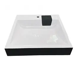 Умивальник на пральну машину без переливу Adamant Washer New Black-White Glossy штучний камінь 59,5 см - мініатюра 4