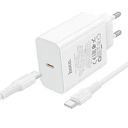 МЗП Hoco C162A Source PD40W (1USB-C) + кабель Type-C to Type-C White - мініатюра 5