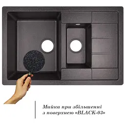 Кухонна мийка з додатковою чашею Lidz 780x495/200 BLA-03 чорна (LIDZBLA03780495200) - мініатюра 6