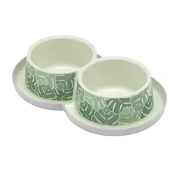 Миска для собак и котов Moderna Trendy Dinner Eden двойная пластиковая зеленая 27x16.5x6 см 2х350 мл H136379CA - миниатюра 2