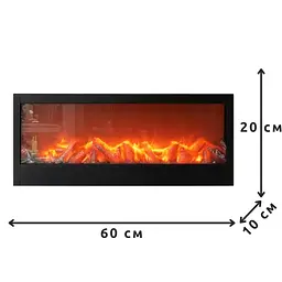 Декоративний світлодіодний камін з LED-підсвіткою імітацією тліючого вугілля 60 см нічник світильник камін-імітація вогню ЛЕД-підсвітка 60×10×20 см Чорний - мініатюра 3