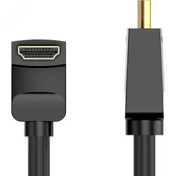 Кабель мультимедійний HDMI M to HDMI M 1.0m V2.0 4K60Hz 90° corner PVC black Vention (AARBF) - мініатюра 2