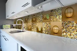 Кухонний фартух Золоті Фрукти для кухні наклейка ПВХ Золото Геометрія 60х200 см Happy Pocket Z180457 - мініатюра 6