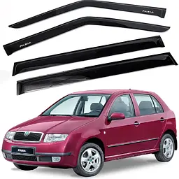 Дефлектори вікон ветровики Skoda Fabia 1997-2007 Хечбек / Седан Скотч 3M Voron Glass