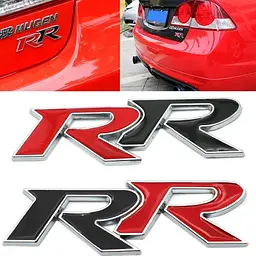 Емблема напис RR для Honda червона+чорний 106х35 мм метал (на скотчі) - мініатюра 3